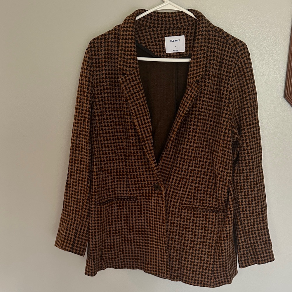 Old Navy Women's Brown Houndstooth Blazer